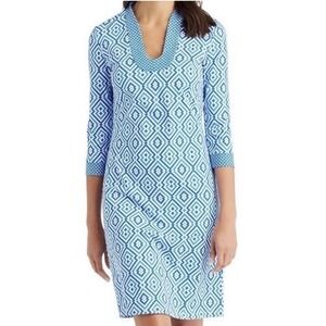 J Mclaughlin Gisel Catalina Cloth Tunic Dress U-neck Stretch Blue Women's M